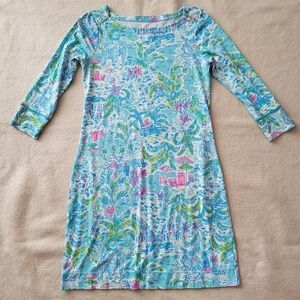 Lilly Pulitzer Knit Dress Women's Size Small 3/4 Sleeve Aline Midi Shift
